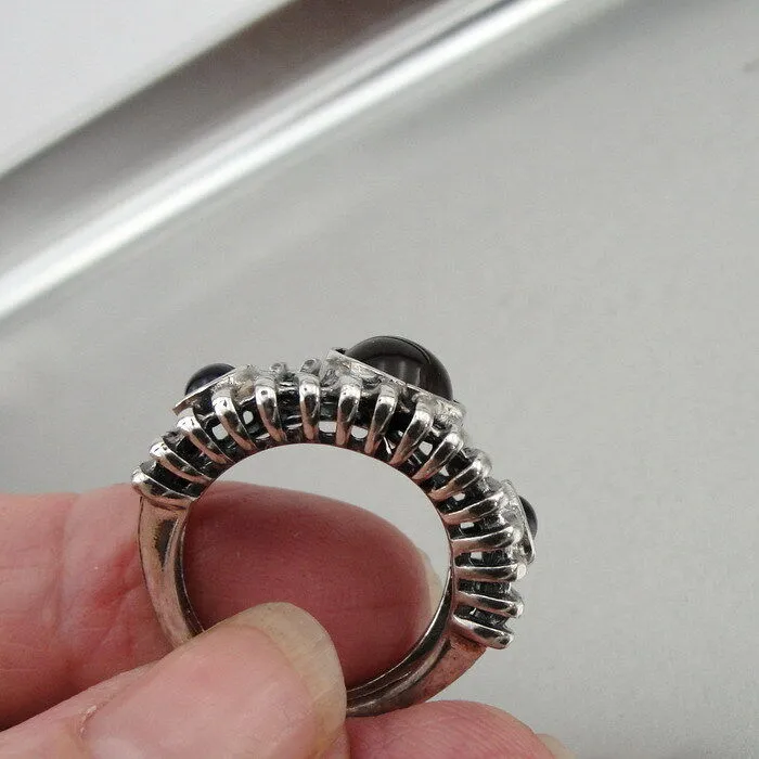 Hadar Designers Smokey Q Ring size 6.5, 7 Handmade 925 Sterling Silver (H) SALE