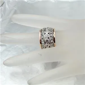 Hadar Designers Spinner Swivel 9k Rose Gold Silver Zircon Ring 5.5,6,7,8,9 (SN)y