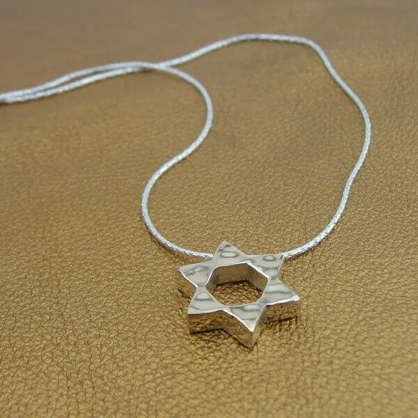 Hadar Designers Star of David 9k Yellow Gold Sterling Silver Pendant Handmade (I