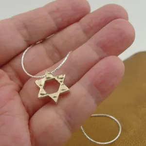 Hadar Designers Star of David 9k Yellow Gold Sterling Silver Pendant Handmade (I