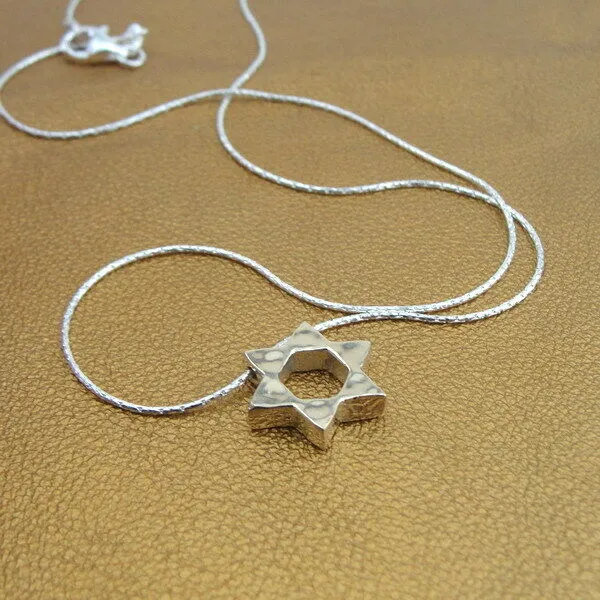Hadar Designers Star of David 9k Yellow Gold Sterling Silver Pendant Handmade (I