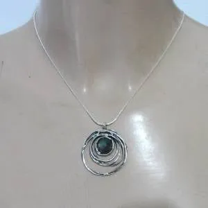 Hadar Designers Sterling 925 Silver Labradorite Pendant Handmade Art (L) LAST