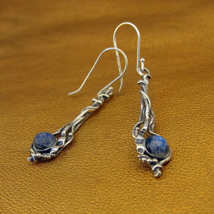Hadar Designers Sterling 925 Silver Moonstone Earrings Handmade Long (H) SALE