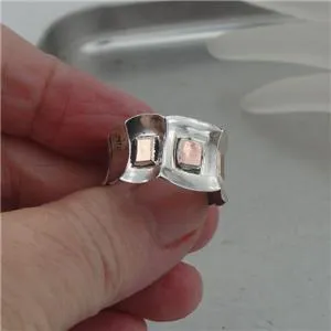 Hadar Designers Sterling Silver 9k Rose Gold Ring sz 7.5,8,8.5 Handmade Art (H)y
