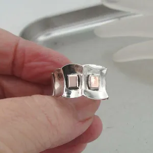 Hadar Designers Sterling Silver 9k Rose Gold Ring sz 7.5,8,8.5 Handmade Art (H)y