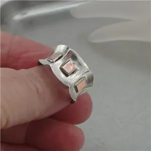 Hadar Designers Sterling Silver 9k Rose Gold Ring sz 7.5,8,8.5 Handmade Art (H)y