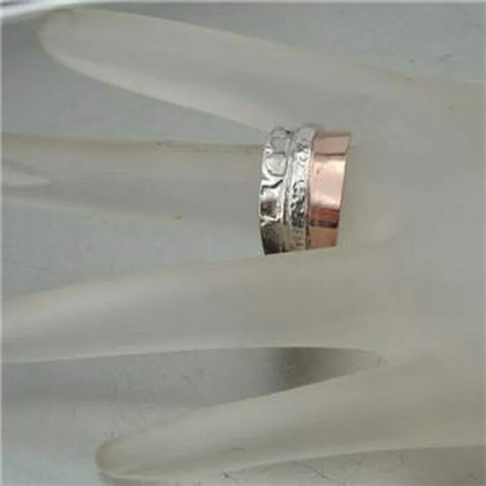 Hadar Designers Sterling Silver 9k Yell Gold Ring sz 7,7.5 Handmade Art (H) SALE