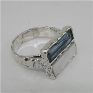 Hadar Designers Sterling Silver Blue Topaz MoP Ring 6,7,8,9 Handmade (as 024)8y