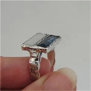 Hadar Designers Sterling Silver Blue Topaz MoP Ring 6,7,8,9 Handmade (as 024)8y