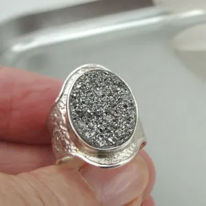 Hadar Designers Sterling Silver Druzy Ring 7,8,9 Handmade (I r545)7y