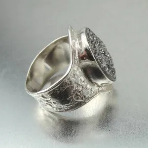 Hadar Designers Sterling Silver Druzy Ring 7,8,9 Handmade (I r545)7y