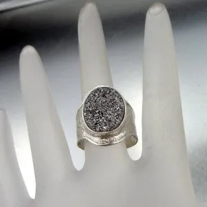 Hadar Designers Sterling Silver Druzy Ring 7,8,9 Handmade (I r545)7y