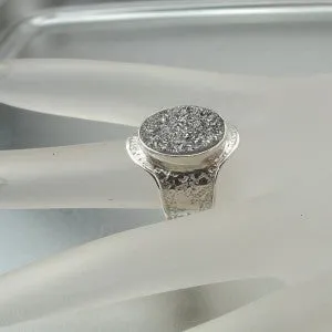 Hadar Designers Sterling Silver Druzy Ring 7,8,9 Handmade (I r545)7y