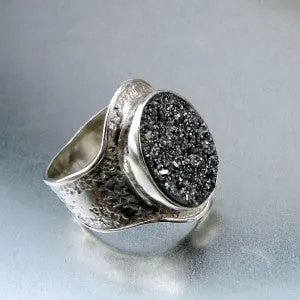 Hadar Designers Sterling Silver Druzy Ring 7,8,9 Handmade (I r545)7y