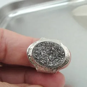 Hadar Designers Sterling Silver Druzy Ring 7,8,9 Handmade (I r545)7y