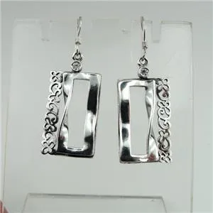 Hadar Designers Sterling Silver Earrings Long Modern Filigree Handmade (MS e206