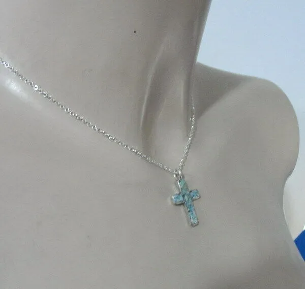 Hadar Designers Sterling Silver Genuine Antique Roman Glass Cross Pendant (as )y