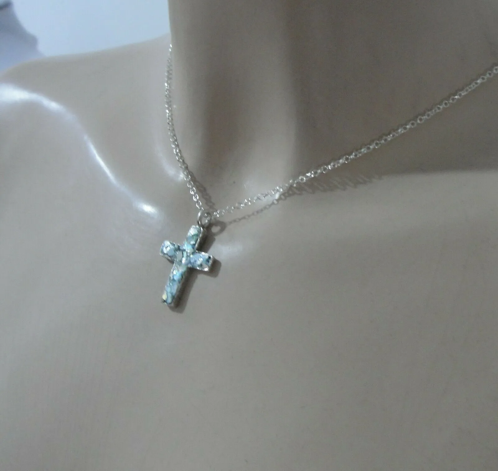 Hadar Designers Sterling Silver Genuine Antique Roman Glass Cross Pendant (as )y