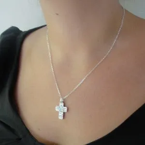 Hadar Designers Sterling Silver Genuine Antique Roman Glass Cross Pendant (as)