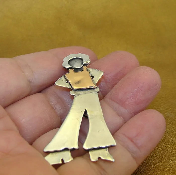 Hadar Designers Sterling Silver Rose Gold Pl Brooch Pin Israel Handmade (H) Last