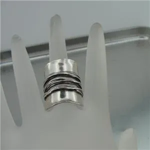 Hadar Designers Sterling Silver Rustic Ring size 7.5, 8 Handmade Wide Art () y