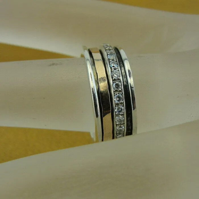 Hadar Designers Swivel 9k Rose Gold 925 Silver Zircon Ring 6.5,7,8,9 (I r784) Y