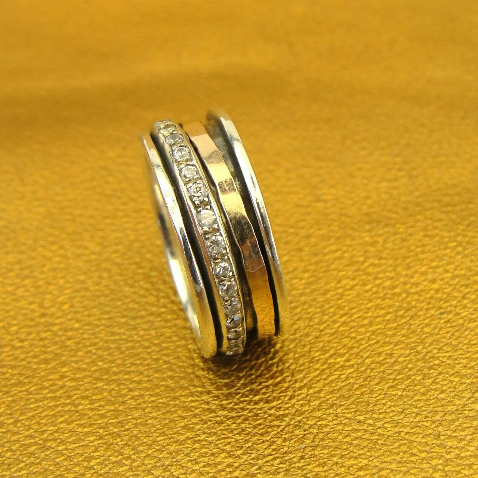 Hadar Designers Swivel 9k Rose Gold 925 Silver Zircon Ring 6.5,7,8,9 (I r784) Y