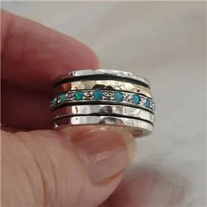 Hadar Designers Swivel 9k Yellow Gold 925 Silver Opal Ring  6,7,8,9,10 (I r512)y