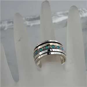 Hadar Designers Swivel 9k Yellow Gold 925 Silver Opal Ring  6,7,8,9,10 (I r512)y