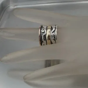 Hadar Designers Swivel Handmade 9k Gold 925 Silver Ring sz 6,7,7.5,8,9 (I r644)Y
