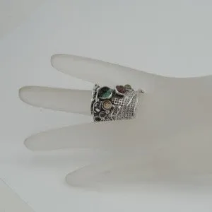 Hadar Designers Tourmaline Ring  6,7,8,9,10 Handmade 925 Sterling Silver (H 144)
