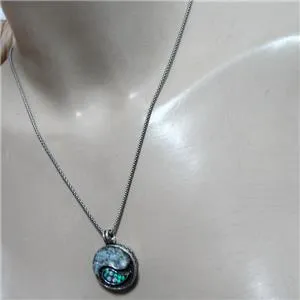 Hadar Designers Two in One 925 Sterling Silver Yin Yang Roman Glass Pendant (as