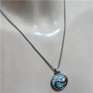 Hadar Designers Two in One 925 Sterling Silver Yin Yang Roman Glass Pendant (as