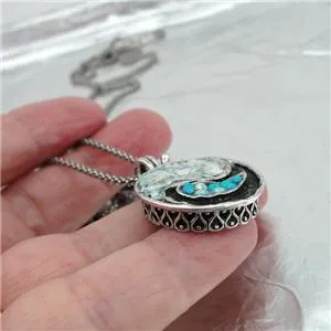 Hadar Designers Two in One 925 Sterling Silver Yin Yang Roman Glass Pendant (as