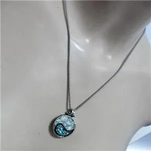 Hadar Designers Two in One 925 Sterling Silver Yin Yang Roman Glass Pendant (as