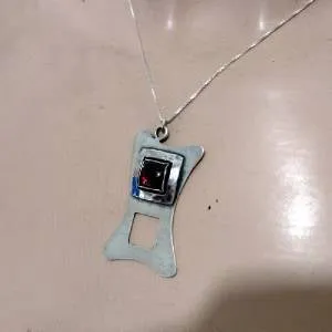 Hadar Designers Unique Handmade Modern Sterling Silver Garnet Pendant (H) SALE