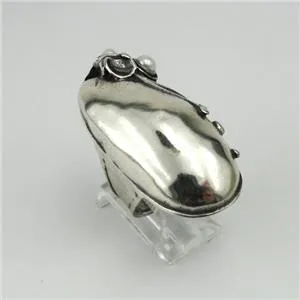 Hadar Designers White Pearl Ring 925 Silver Handmade Impressive (H 170)