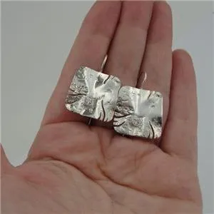 Hadar Designers White Zircon Earrings "Wild" Handmade Art 925 Sterling Silver (y