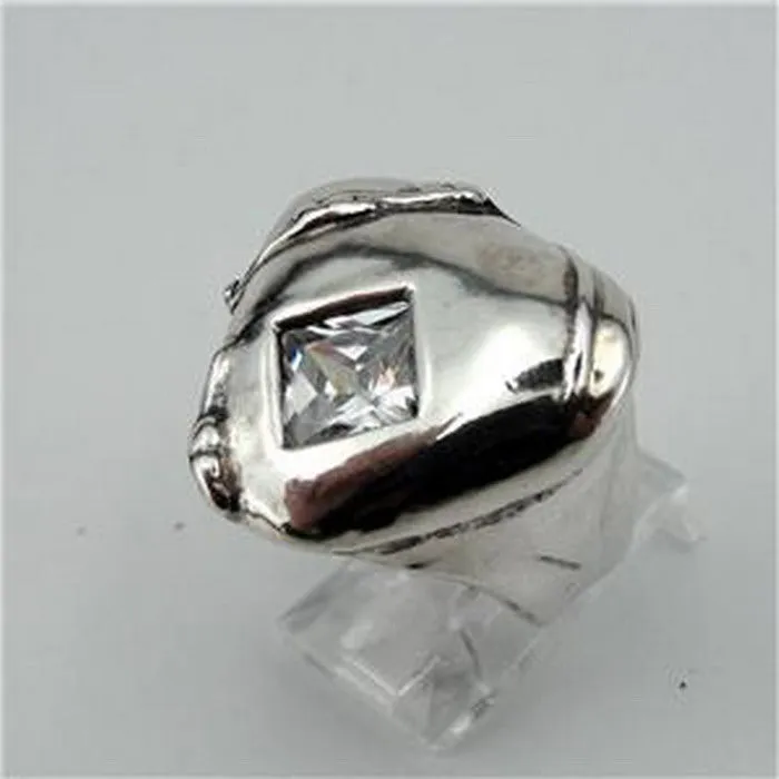 Hadar Designers white zircon ring 925 sterling silver sz 7.5,8 handmade (h 1770) last