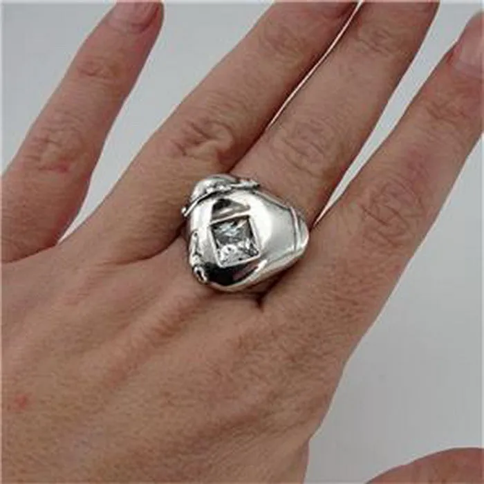 Hadar Designers white zircon ring 925 sterling silver sz 7.5,8 handmade (h 1770) last