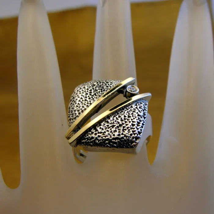 Hadar Designers White Zircon Ring 9k Yellow Gold 925 Silver Art 7,8,8.5,9 (Ms) y