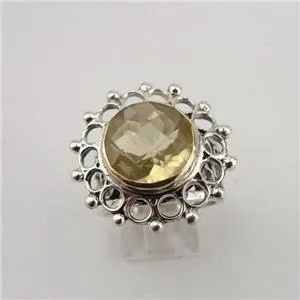 Hadar Designers Yellow Gold 925 Silver Lemon Quartz Ring 6.5,7,7.5 Handmade)SALE