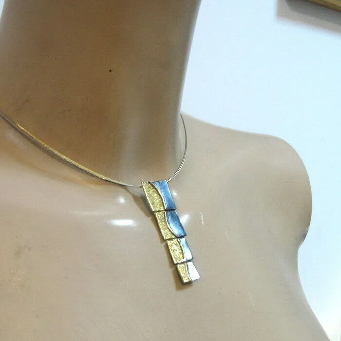 Hadar Designers yellow Gold Plated 925 Silver Double Collar Pendant Handmade ()
