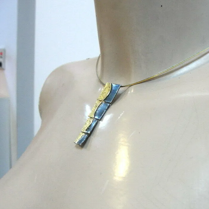 Hadar Designers yellow Gold Plated 925 Silver Double Collar Pendant Handmade ()