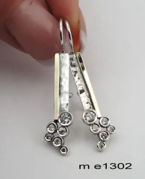 Hadar Designers Zircon Earrings Handmade 9k Yellow Gold 925 Sterling Silver (Ms)