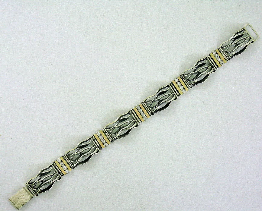 Hadar Designers Zircon Pendant 9k Yellow Gold 925 Silver Artist Handmade (ms)Y