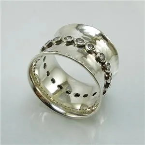 Hadar Designers zircon ring 7,8,9 sterling silver sparkling  handmade (I r548)8y