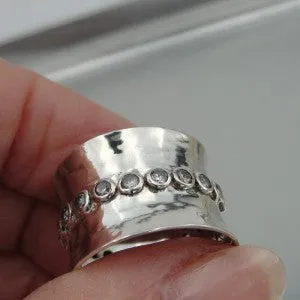 Hadar Designers zircon ring 7,8,9 sterling silver sparkling  handmade (I r548)8y