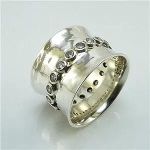 Hadar Designers zircon ring 7,8,9 sterling silver sparkling  handmade (I r548)8y