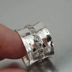 Hadar Designers zircon ring 7,8,9 sterling silver sparkling  handmade (I r548)8y